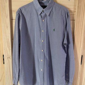 Polo by Ralph Lauren Blue and White Checkered Dress Shirt. Size Large